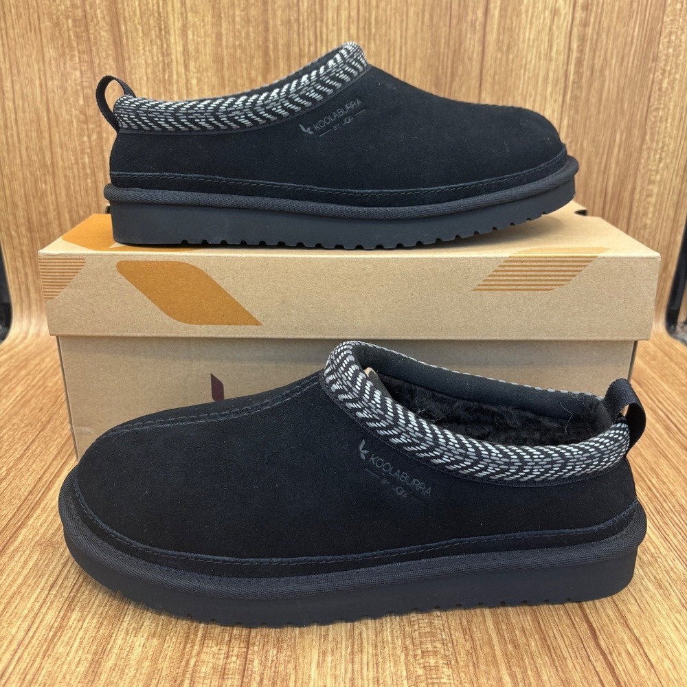 Koolaburra by UGG Burree Slipper Women 7 Black NE Suede Faux Fur Clog 11597 NEW